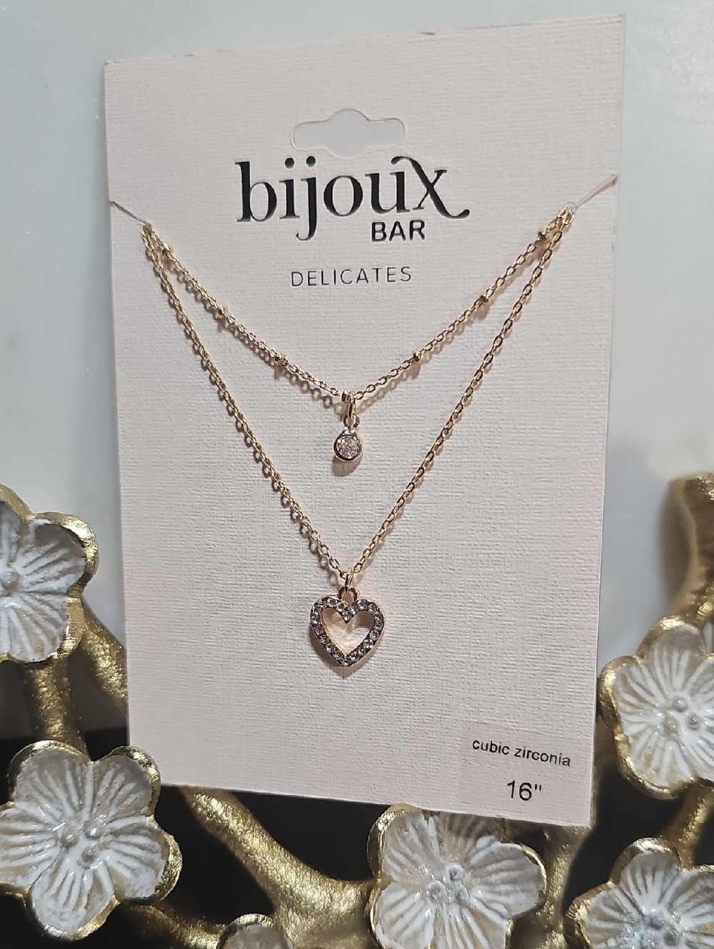 Bisjoux Delicate Layered Heart Necklace - Goldtone
